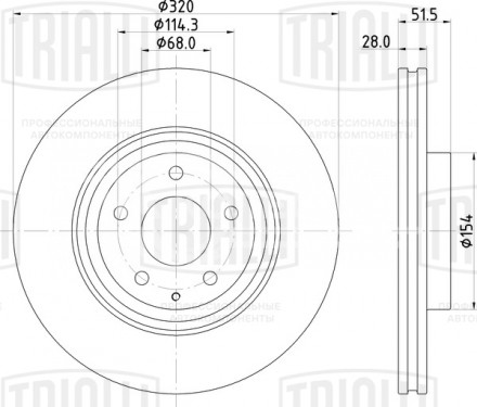 Диск тормозной передний для автомобилей Mazda CX-9 (16-) d=320 (окрашенный)