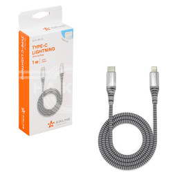 Кабель Type-C - Lightning (Iphone/IPad) поддержка PD 1м, серый нейлоновый