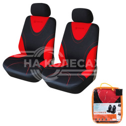 Чехлы для сидений универсал. "RS-1", передн., 2 шт. (4 предм.), полиэстер, черн./красн.
