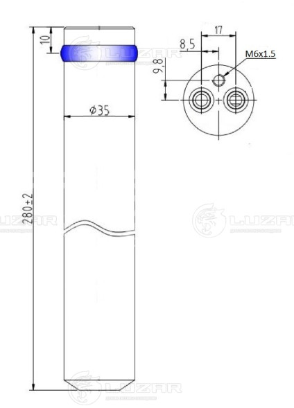 Ресивер-осушитель конденсора для автомобилей Mazda 3 (09-)/ 6 (02-)