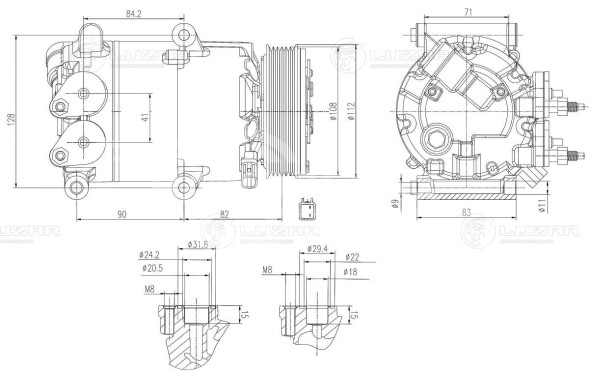 Компрессор кондиционера для автомобилей Focus III (11-)/Volvo S60 (10-) 1.6T