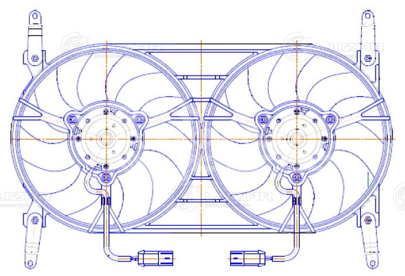 Электровентилятор охлаждения для автомобилей УАЗ Patriot (10-) (2 вент.) (с кожухом) (прямые кроншт.)