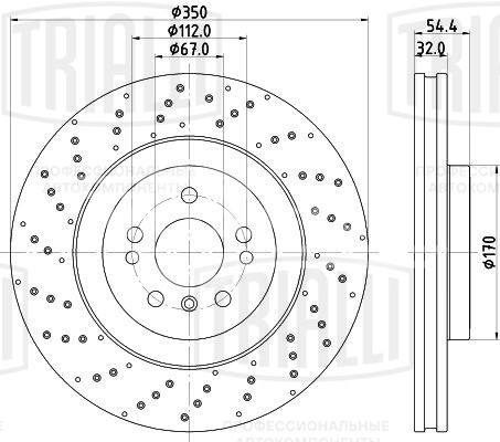 Диск тормозной передний для автомобилей Mercedes GLE (W166) (15-) / M (W166) (11-) d=350 (перфорированный)