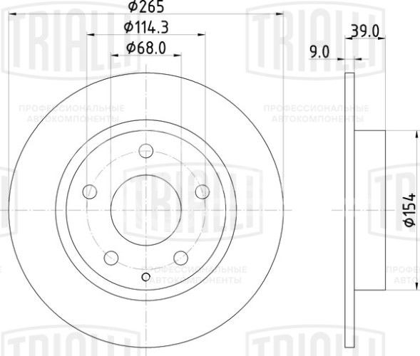 Диск тормозной задний для автомобилей Mazda 3 (13-) d=265