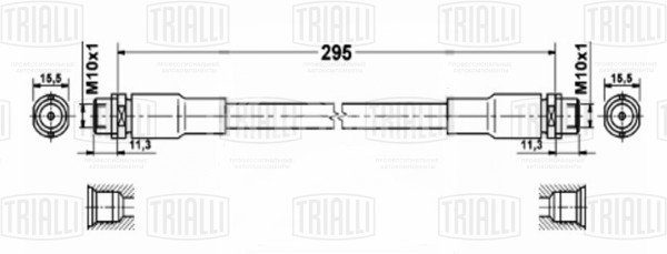 Шланг тормозной передний для автомобилей VW Passat B5 (96-)/Skoda Superb (01-)/Audi A4 B5 (94-) L=320мм