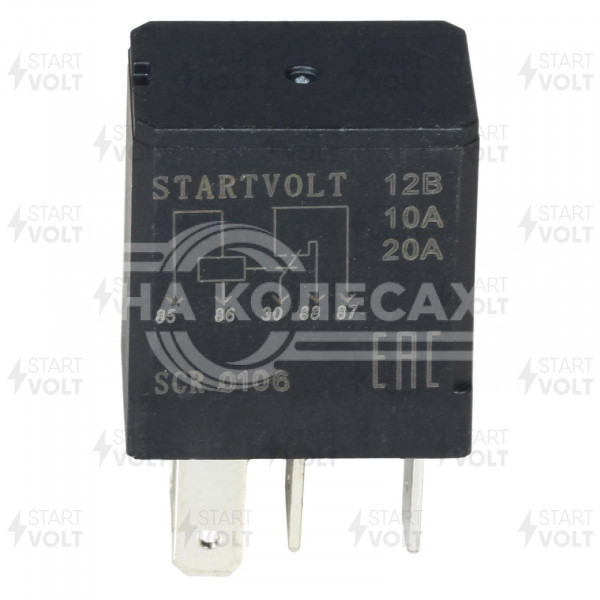 Реле автомобильное 5 контактов 12V 10/20A (без резистора, Т-выступ) универсальное