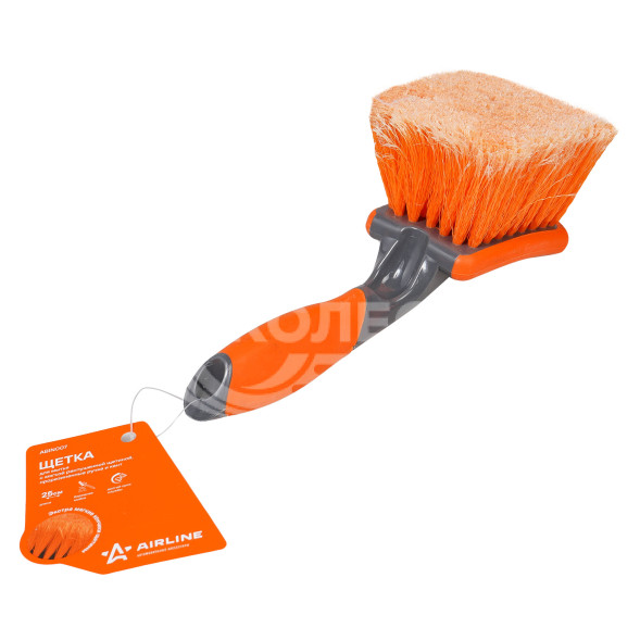 Щетка для мытья с мягкой распушенной щетиной, прорезиненные ручка и кант (25 см)