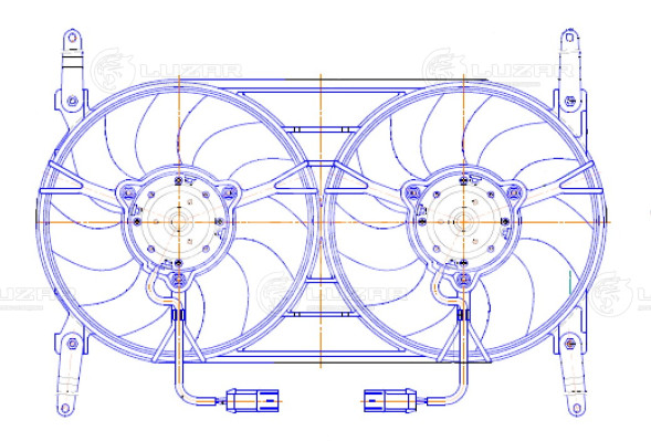 Электровентилятор охлаждения для автомобилей УАЗ Patriot (12-) (2 вент.) (с кожухом) A/C+