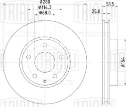 Диск тормозной передний для автомобилей Mazda 3 (13-) d=280