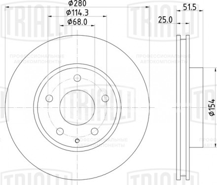 Диск тормозной передний для автомобилей Mazda 3 (13-) d=280