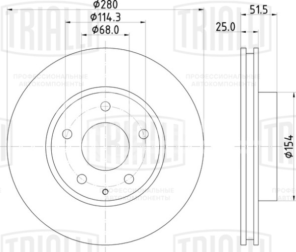 Диск тормозной передний для автомобилей Mazda 3 (13-) d=280
