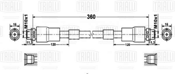 Шланг тормозной передний для автомобилей VW Passat B5 (96-)/Audi A8 (94-) L=385мм