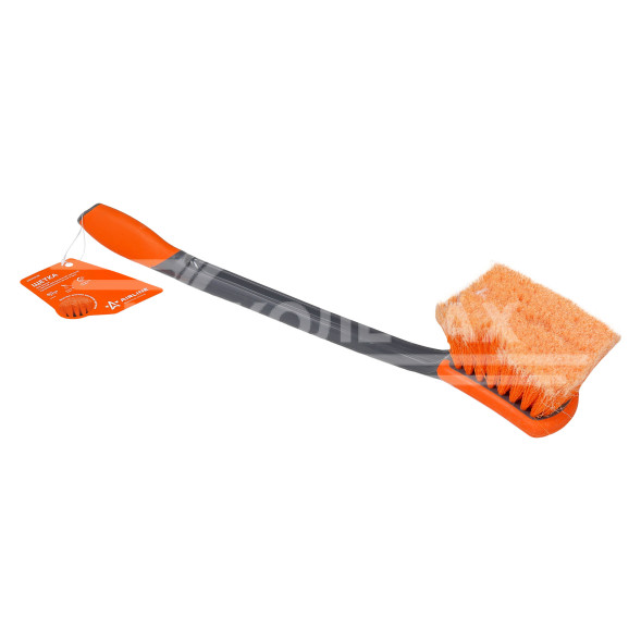 Щетка для мытья с мягкой распушенной щетиной, прорезиненные ручка и кант (50 см)