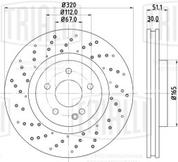 Диск тормозной передний для автомобилей Mercedes A (W176) (12-) / CLA (C117) (13-) d=320 (перфорированный)