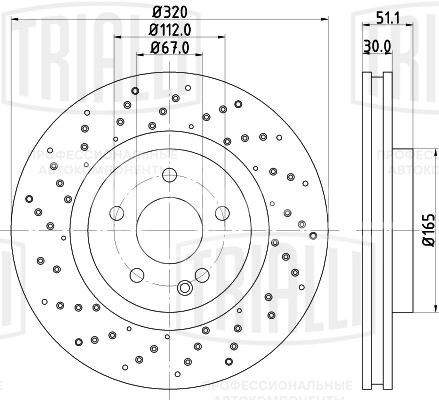 Диск тормозной передний для автомобилей Mercedes A (W176) (12-) / CLA (C117) (13-) d=320 (перфорированный)