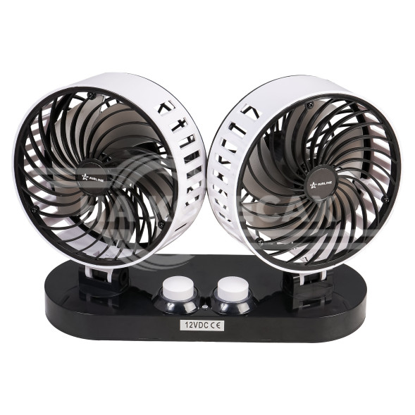 Вентилятор в салон двойной 2х15см 12В раздельная регулировка пластик