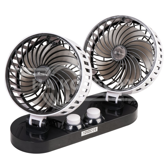 Вентилятор в салон двойной 2х15см 12В раздельная регулировка пластик