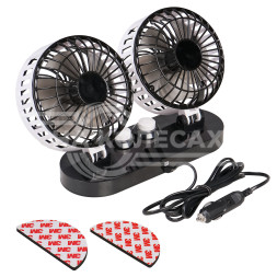 Вентилятор в салон двойной 2х15см 12В раздельная регулировка пластик