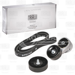 Ремкомплект привода для автомобилей Hyundai Solaris (10-) 1.4i/1.6i с гидроусилителем руля (1 ремень 6PK2140+ натяжитель+ опорный ролик)