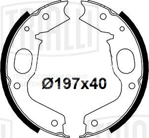 Колодки тормозные для автомобилей Mitsubishi Pajero II (90-)/Pajero Sport (08-) барабанные стояночного тормоза 197x40