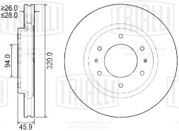 Диск тормозной передний для автомобилей Mitsubishi Pajero Sport (15-) d=320