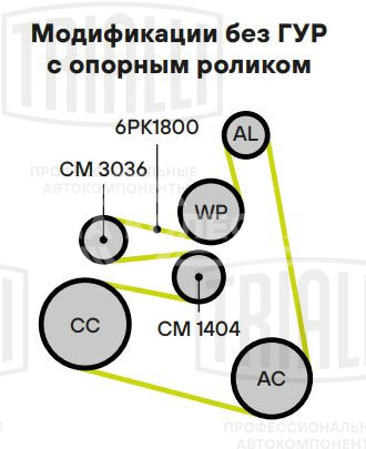 Ролик привод. ремня для автомобилей Nissan X-Trail T30 (01-)/X-Trail T31 (07-) 2.5i (опорный) (CM 3036)