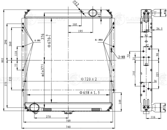 Радиатор охлаждения для автомобилей КАМАЗ с дв. Cummins 6BT/ISBe