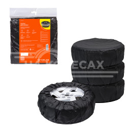 Чехлы для колес, размер R 13-17&quot;, без ручек, спанбонд, комплект 4 шт., цвет черный