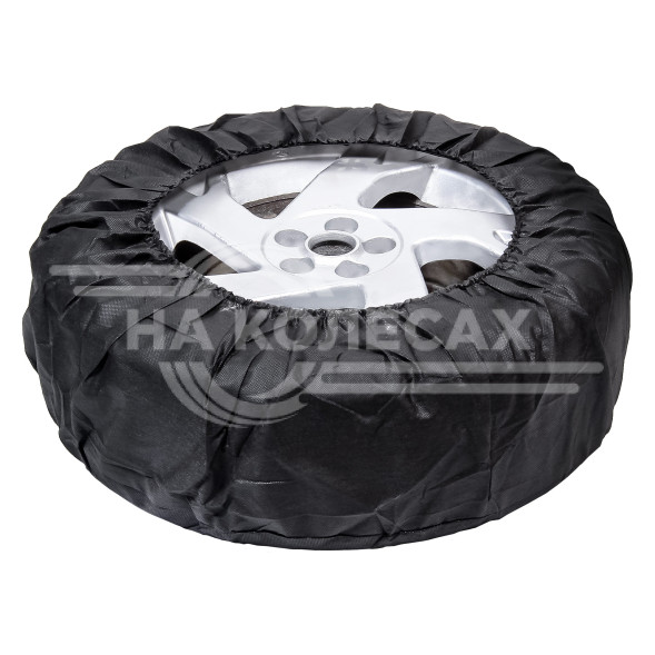 Чехлы для колес, размер R 13-17&quot;, без ручек, спанбонд, комплект 4 шт., цвет черный