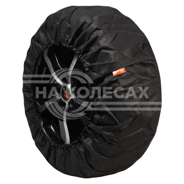 Чехлы для колес, размер R 13-17&quot;, без ручек, спанбонд, комплект 4 шт., цвет черный
