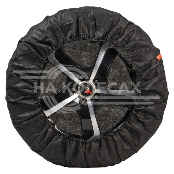 Чехлы для колес, размер R 13-17&quot;, без ручек, спанбонд, комплект 4 шт., цвет черный