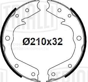 Колодки тормозные для автомобилей Opel Frontera A (95-) / Frontera B (98-) барабанные стояночного тормоза 210x32