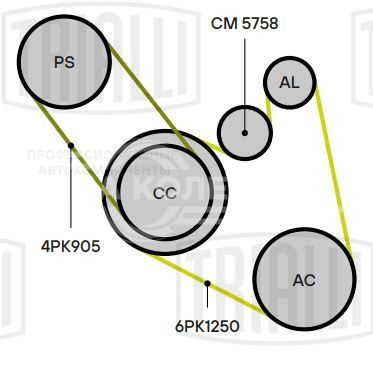 Ролик приводного ремня для автомобилей ГАЗ Volga Siber/Chrysler Sebring (00-) 2.4i (с натяжным механизмом)
