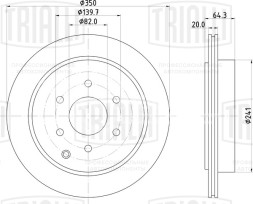 Диск тормозной задний для автомобилей Nissan Patrol (10-) / Infiniti QX56 / QX80 (10-) d=350
