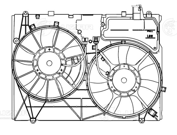 Электровентилятор охлаждения для автомобилей RX II (06-) 3.5i (2 вент.) (с кожухом)