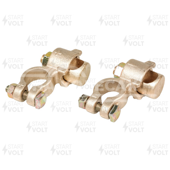 Клеммы АКБ в комплекте латунь, 8мм болт и гайка для проводов до 75мм кв.