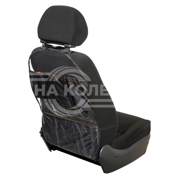Накидка защитная на спинку переднего сиденья (65*50 см), ПВХ, прозрачная, с карманами