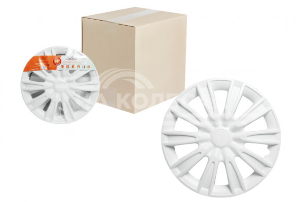 Колпаки колесные 15&quot; &quot;Торнадо&quot;, белый, карбон, компл. 2 шт.