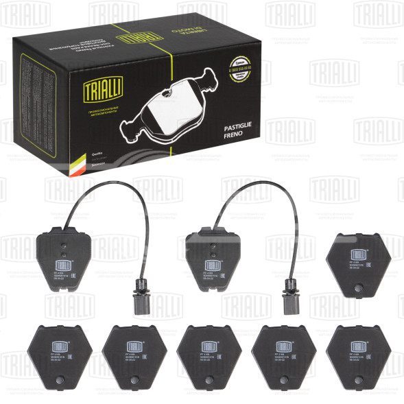 Колодки тормозные дисковые передние для автомобилей Audi A6 (97-) / Allroad (00-) с тормозной системой TRW (в комплекте с 2-мя датчиками) (PF 4169)