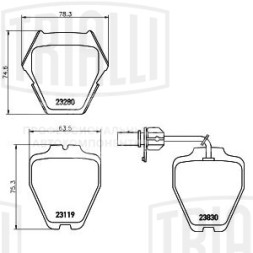 Колодки тормозные дисковые передние для автомобилей Audi A6 (97-) / Allroad (00-) с тормозной системой TRW (в комплекте с 2-мя датчиками) (PF 4169)