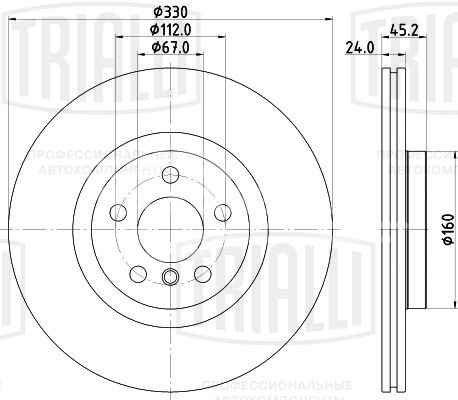 Диск тормозной передний для автомобилей BMW X1 (F48) (14-) / Mini Countryman (16-) d=330 окрашенный