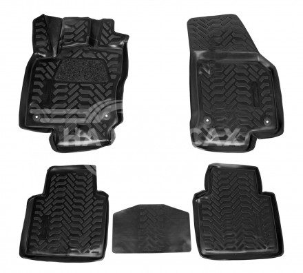 Ковры для Skoda Kodiaq (17-), 5 шт., выс. борт, 3D с подпятником, ТЭП, черн.