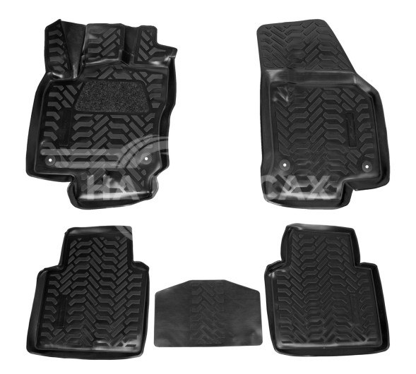 Ковры для Skoda Kodiaq (17-), 5 шт., выс. борт, 3D с подпятником, ТЭП, черн.