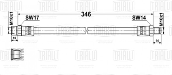 Шланг тормозной передний для автомобилей Mercedes 190 W201 (82-)/W124 (84-) L=370мм