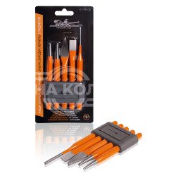 Набор ударного инструмента (зубило, бородок, кернер, крейцмейсель, выколотка) 5 предметов