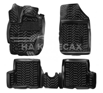 Ковры для Renault Duster (рест.)/Kaptur 4WD (15-), 4 шт., (крепеж), выс. борт, 3D с подпятником, ТЭП, черн.