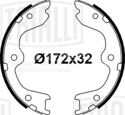 Колодки тормозные для автомобилей Infinit EX (07-) / G (07-) / FX (03-) (до 2004 г/в) / Nissan Teana J32 (08-) барабанные стояночного тормоза 172x32