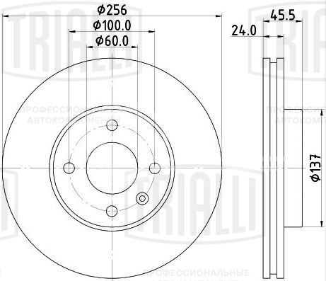 Диск тормозной для автомобилей Chevrolet Aveo T300 (11-) / Cobalt (11-) R14 передний d=256 окрашенный