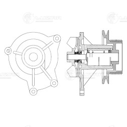 Насос водяной для автомобилей КАМАЗ 740.63 Евро-3 A/C (двойной шкив 100мм/160мм, 10PK)