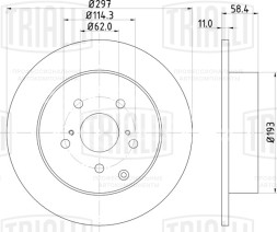 Диск тормозной задний для автомобилей Toyota Verso (09-) d=297